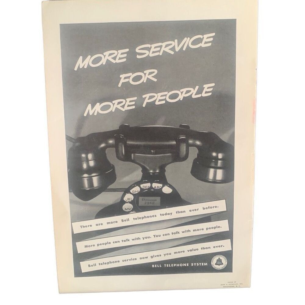 Vintage 1938 Bell Telephone More Service Ad Advertisement